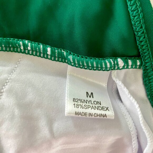 Two Piece Floral Swimsuit Green Peplum Top High-Waisted Rose Print Bottom M NEW - Picture 8 of 9